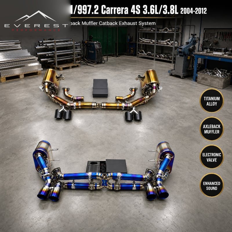 Titanium Vacuum Valve Muffler Catback Exhaust Pipe System for Porsche 911 997.1/997.2 Carrera 4S 3.6L3.8L 2004-2012