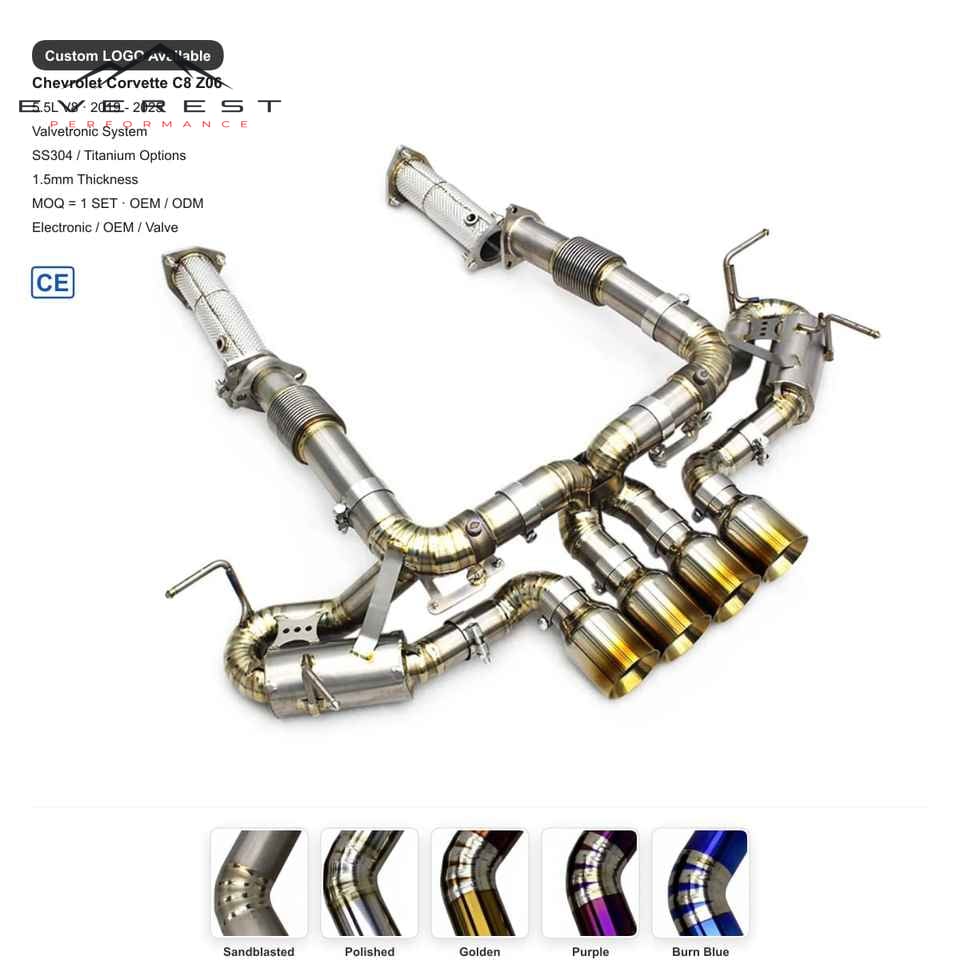 3Inch Titanium Catback Valve With Downpipe for Chevrolet Corvette C8 Z06 2019-2025