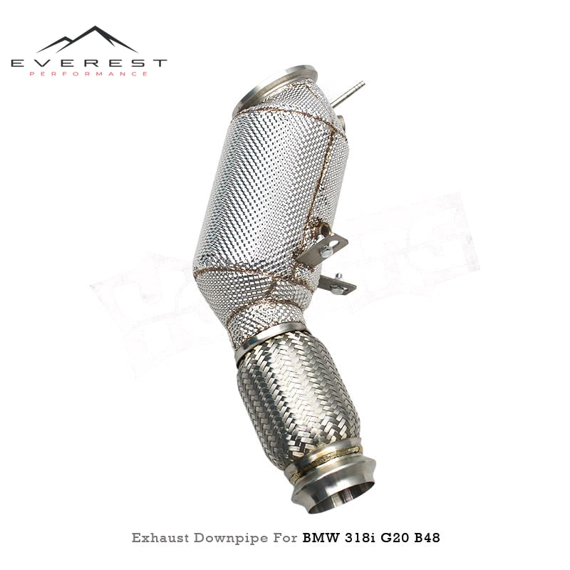 High Flow Downpipe Exhaust Pipes for BMW 3 Series 318/318i G20 B48 2.0T 2020-2024 With Heat Shield 100/200/300 Cell SUS304