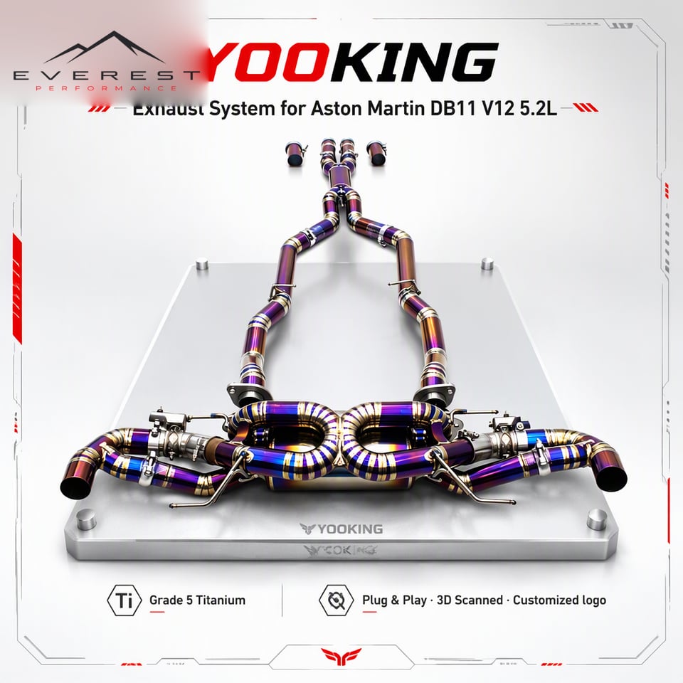 Titanium Catback Exhaust for Aston Martin DB11 V12 5.2L 2016-2019 Titanium Exhaust Muffler Pipe Valve Exhaust System