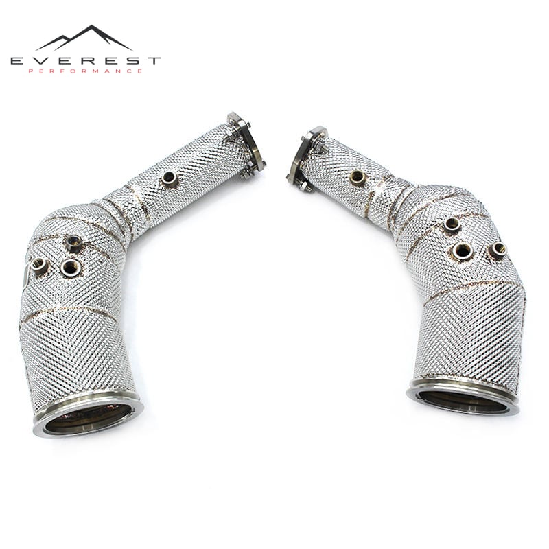 Exhaust Catalytic Converter Downpipe for Audi RS6/RS7 C8 4.0T 2021-2022 304 Stainless Steel Heat Shield Auto Part