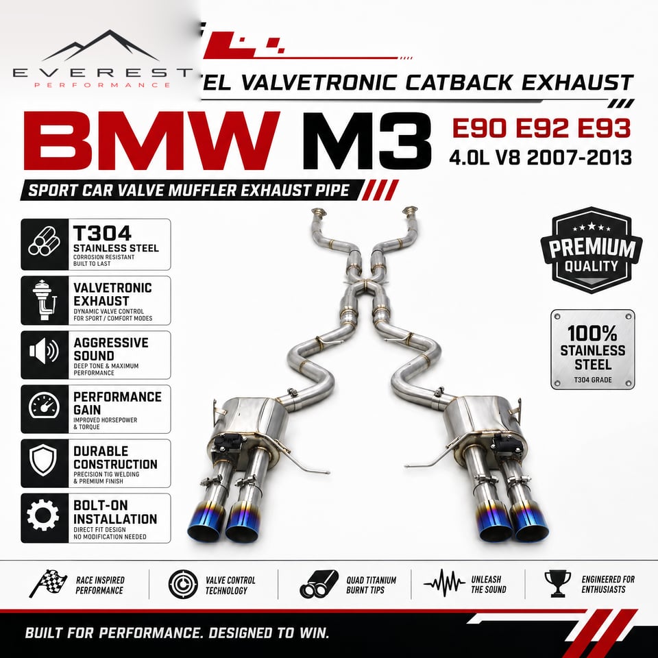 Racing Stainless Steel Valvetronic Catback Exhaust for BMW M3 E90 E92 E93 4.0L V8 2007-2013 Sport Car Valve Muffler Exhaust Pipe