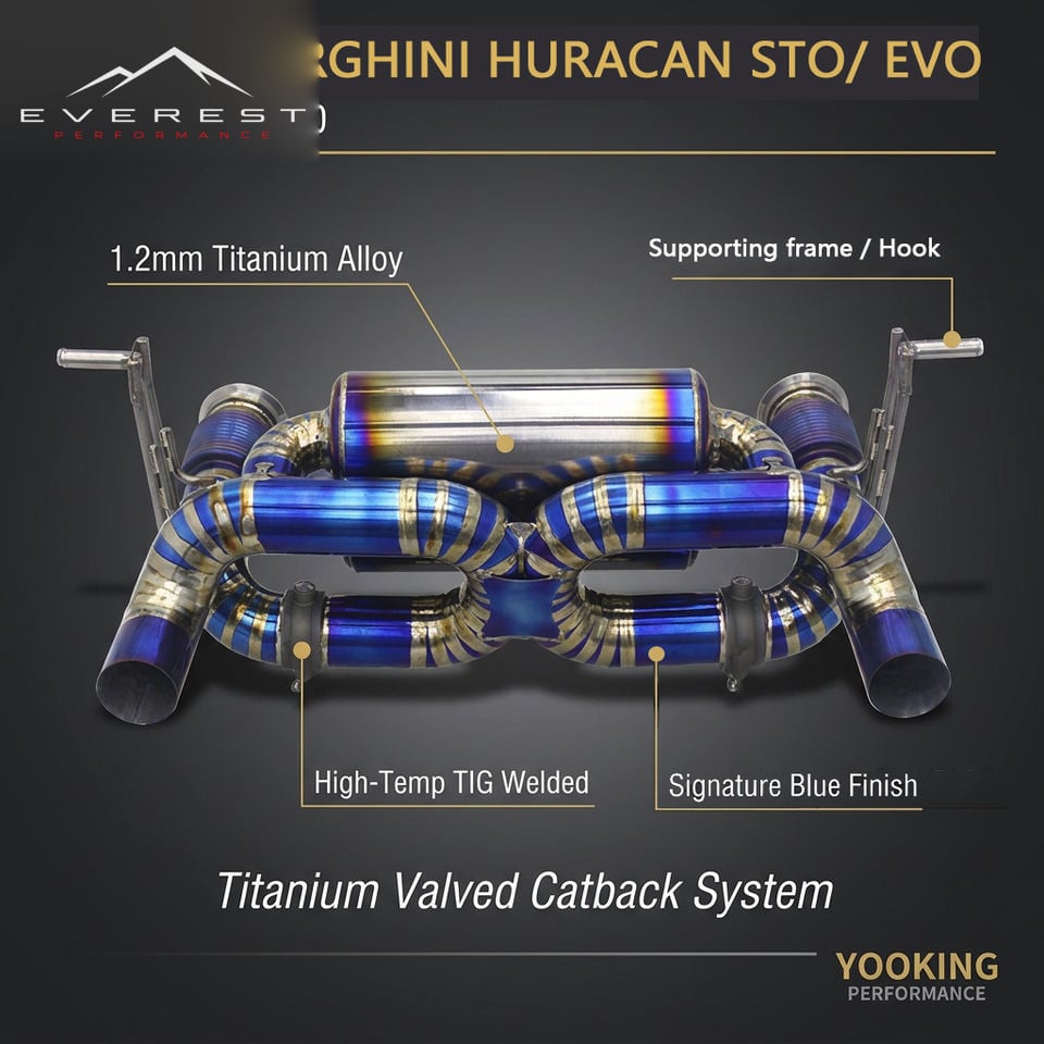 Titanium Exhaust Pipe System for Lamborghini Huracan STO/EVO Spyder 5.2 2019-2020 Vacuum Valve Muffler Catback Exhaust