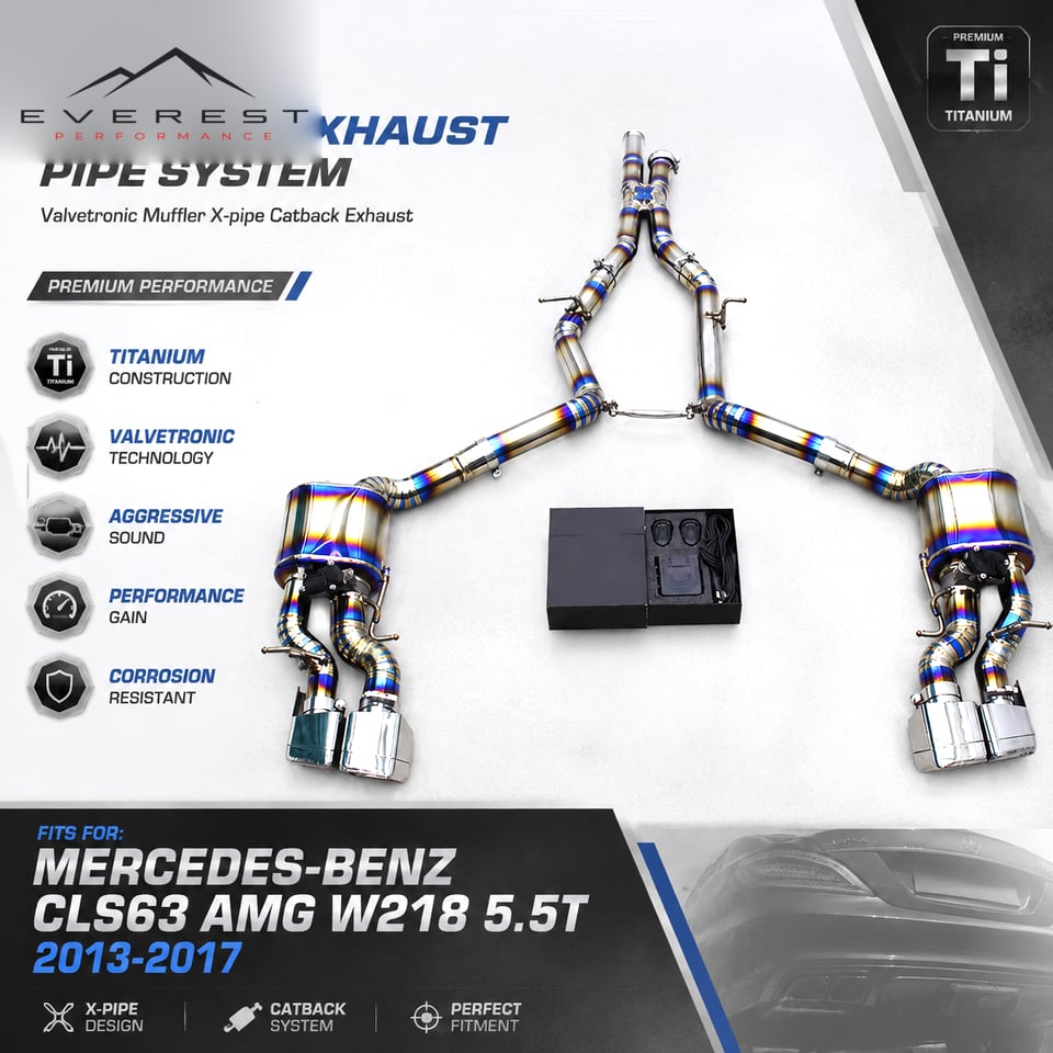 Racing Titanium Exhaust Pipe System for Mercedes-Benz CLS63 AMG W218 5.5T 2013-2017 Valvetronic Muffler X-pipe Catback Exhaust