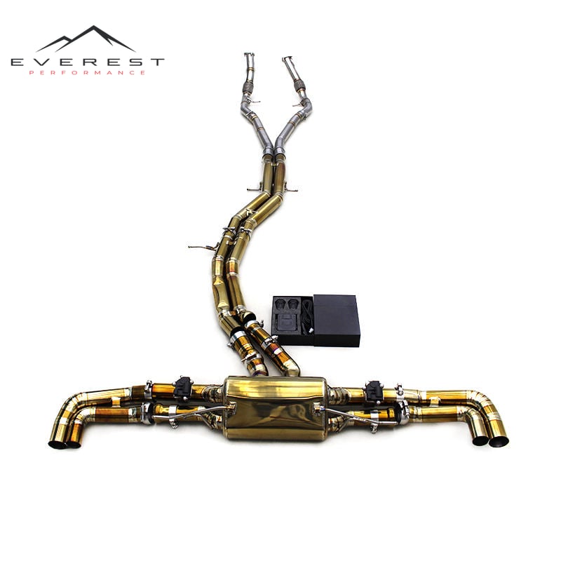 Racing Full Catback With Front Pipe for Audi RS Q8/RSQ8/Q8 2019-2023 Titanium Exhaust Pipe Muffler Active Sound Exhaust System