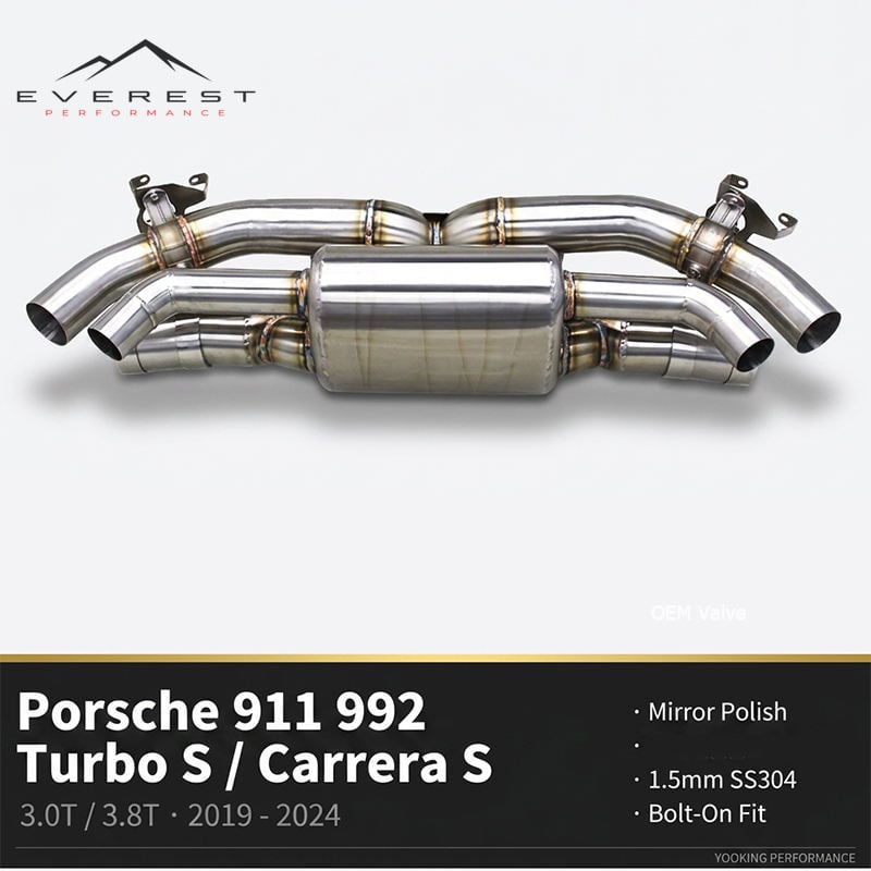 SS304 Exhaust Pipe System ForPorsche 911 992/992.1/992.2 Turbo S Carrera S 3.0T/3.8T 2019-2024 Valve Catback Exhaust