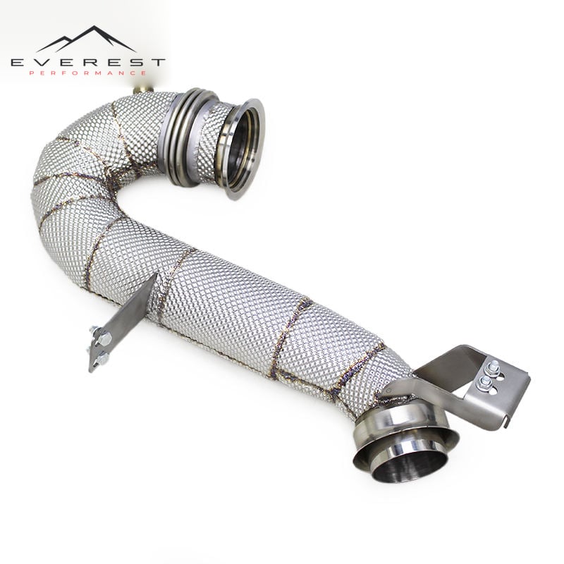 Stainless Steel Free Flow Exhaust Downpipe for Mercedes-Benz AMG GT53/GLE53/E53 3.0T 2020-2024 Exhaust Pipe with Heat Shield