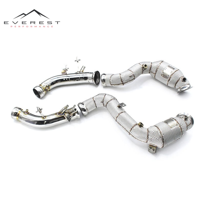 Catted Downpipe for Mercedes-Benz AMG GT63/GT63S 4.0TT 2019+High Flow Exhaust Pipes With Heat Shield