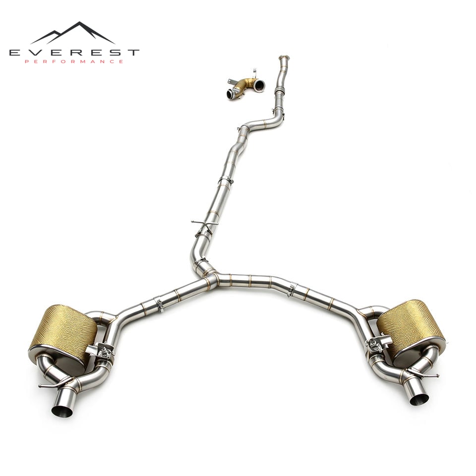 SS304 Full Exhaust for Mercedes-Benz CLS53 AMG 3.0T 2020-2024 with Gold Heat Shield Valve Catback Exhaust