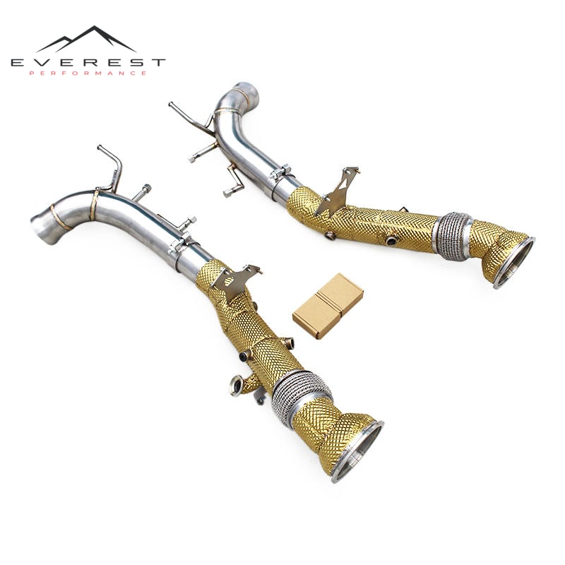 Auto Exhaust Pipe for Ferrari 296 GTB 3.0T 2021-2024 Plated Gold Heat Shield Downwpipe Straight-through SUS304 Axle Back Exhaust