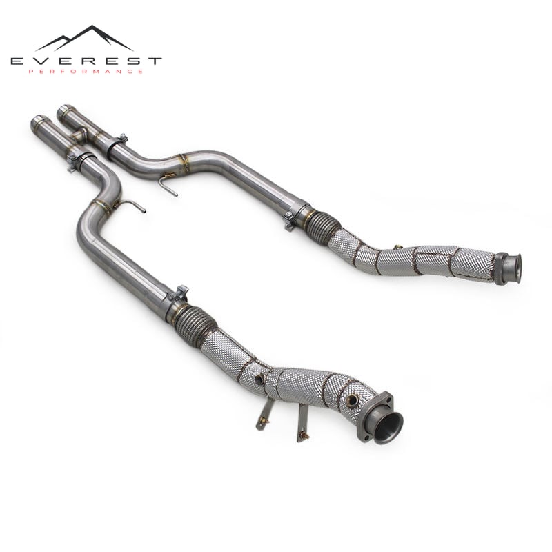 Equal Length Header for Mercedes-Benz S550 2012-2016 Stainless Steel Free Flow Downpipe With Heat Shield