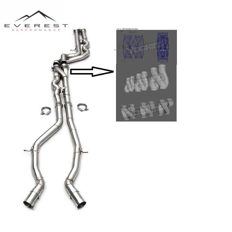 Custom Exhaust Midpipe Equal Length with Z-Pipe for BMW M3/M4 F80/F82/F83 S55 3.0T 2015-2017 SS304 Exhaust 2.5inches Pipes