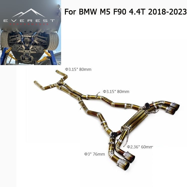 Exhaust Pipe System for BMW M5 F90 4.4T 2018-2023 Electronic Valve Catback Exhaust/ SS304 Downpipe Titanium Full Exhaust