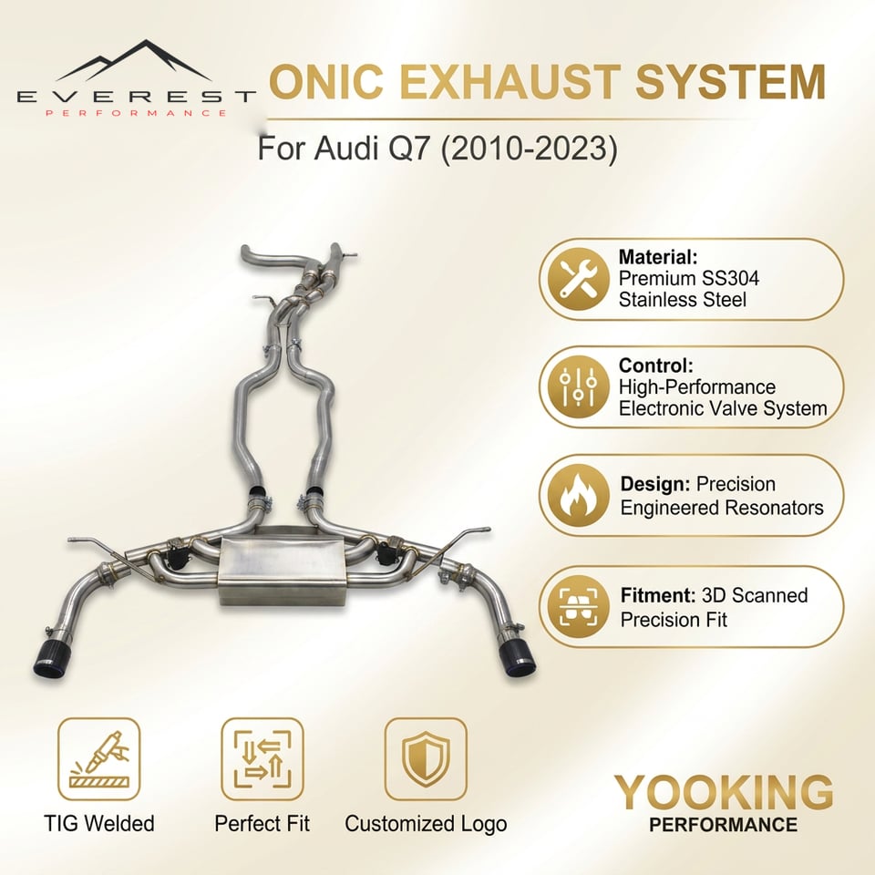 SS304L Exhaust Pipe System for Audi Q7 2010-2023 Resonator X-pipe Valvetronic High Performance Catback Exhaust