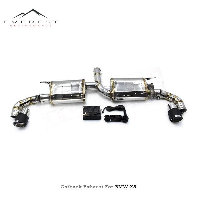 Racing Car Exhaust System for Bmw X5 F15 3.0T N55 2014-2018 Valve Control Kit Muffler Axle Back Exhaust Pipe Carbon Fiber Tip