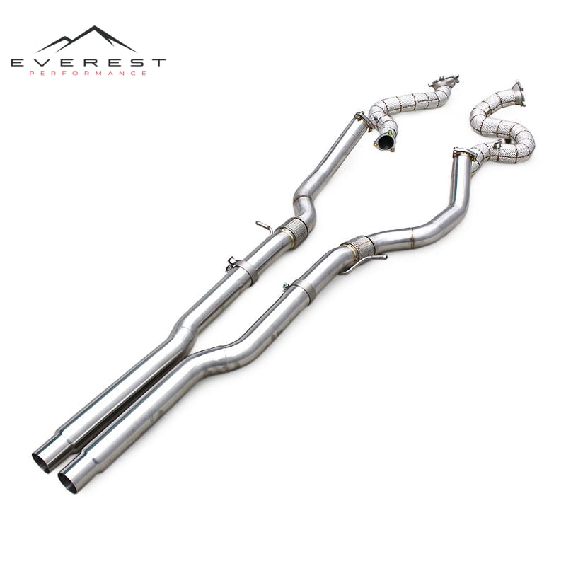 Stainless Steel Turbo Exhaust Downpipe With Front Pipe for Audi S8 D4 4.0T 2013-2018 Free Flow Downpipe With Heat Shield