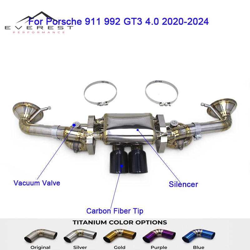 Titanium Exhaust Pipe System for Porsche 911 992 GT3 4.0 2020-2024 Muffler Vacuum Valve Catback Exhaust