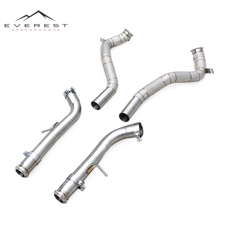 SS304 Exhaust Downpipe for Mercedes-Benz G63 AMG W464 4.0T 2019-2023 Free Flow Pipes With Heat Shield