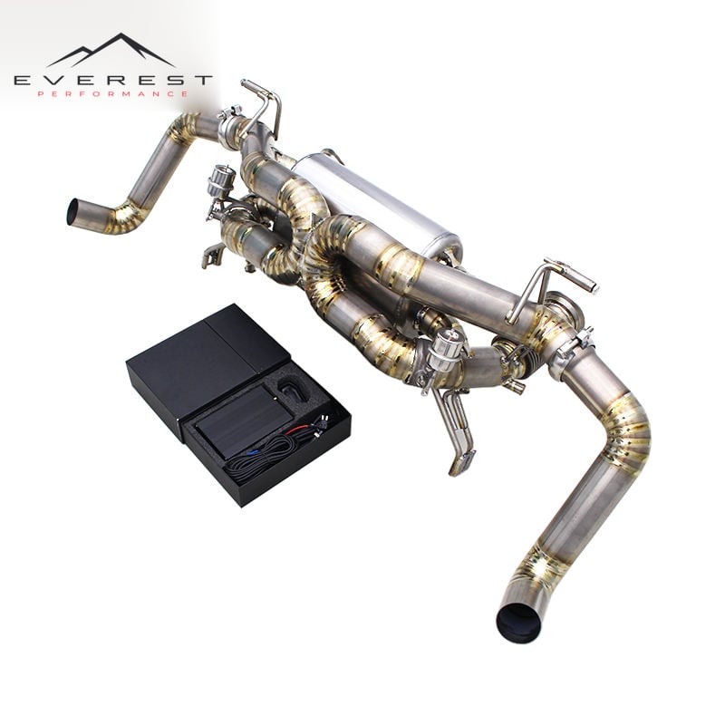 Racing Luxury Catback Exhaust Pipe Audi R8 V10 5.2L 2020-2024 Titanium Primary Color Valved Muffler 3D Scanned