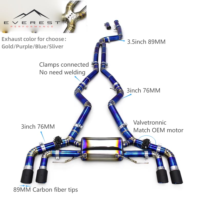 Auto Carbon Fiber Valvetronic Exhaust Pipe for BMW M340/M340i/M440/M440i 3.0T 2019-2023 Titanium Pipe Muffler Catback Exhaust