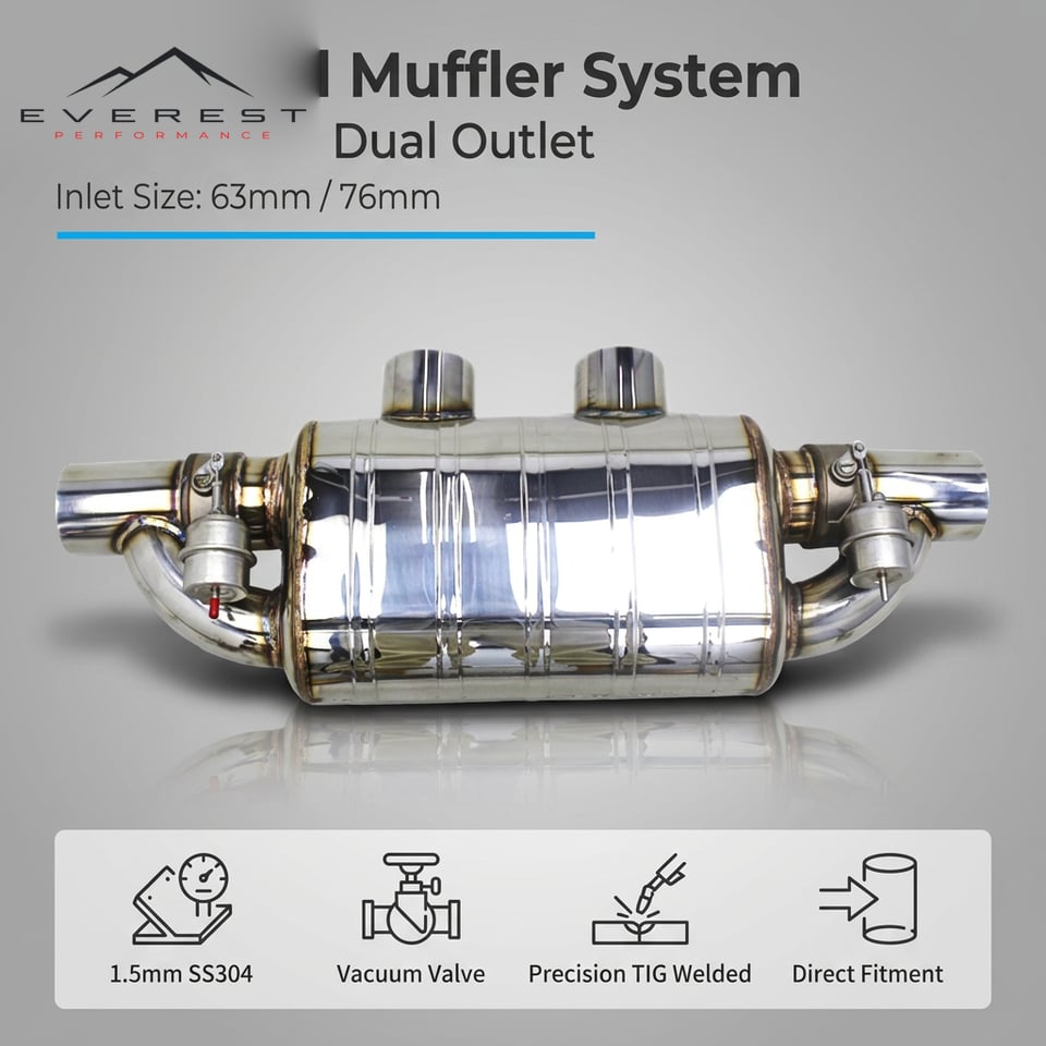 SS304L Two Inlet Two Outlet General Muffler for General-purpose Automotive Vacuum Valves 2.5/3 Inches