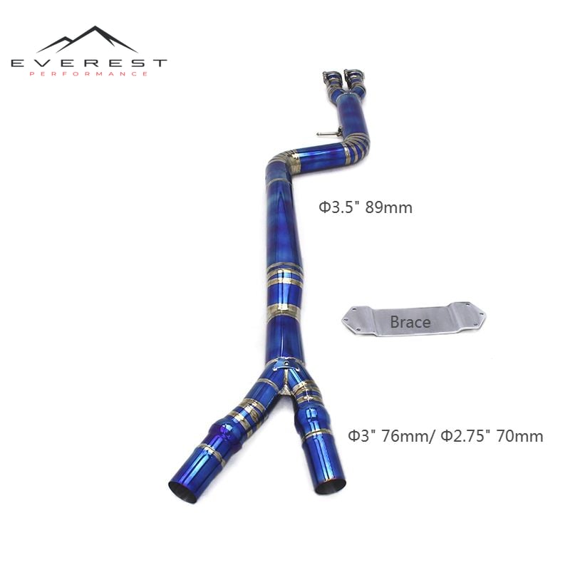 Performance Single Midpipe for BMW M3/M4 F80 F82 F83 S55 Titanium Valve Exhaust Cat Back Single Midpipe With Brace