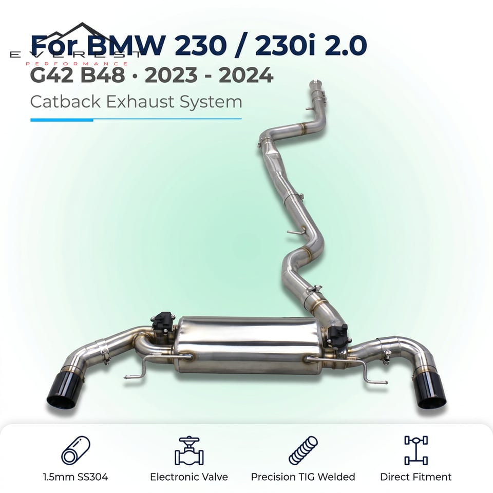 SS304L Exhaust Pipe System for BMW 230/230i 2.0 G42 B48 2023-2024 Valvetronic Catback Exhaust