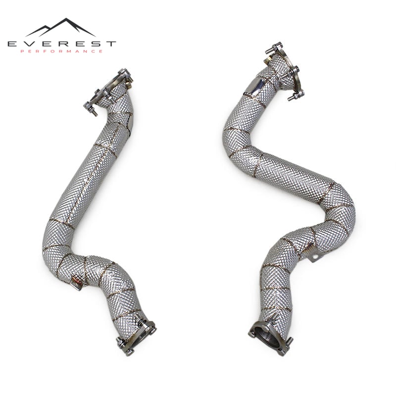 Stainless Steel Heat Shield Free Flow Exhaust Pipe Muffler for Audi S6/S7 C7 4.0T 2013-2018 Header Straight Downpipe