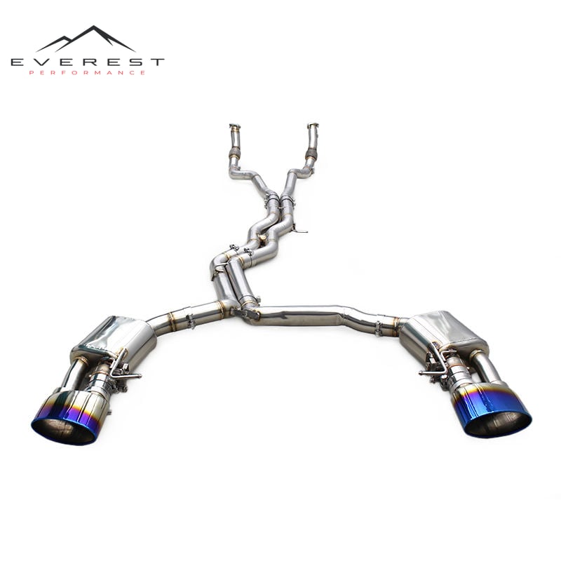 Stainless Steel Exhaust Pipe System for Audi RS6/RS7 C8 4.0T 2019-2023 Muffler Catback Valvetronic Burnt Blue Tips