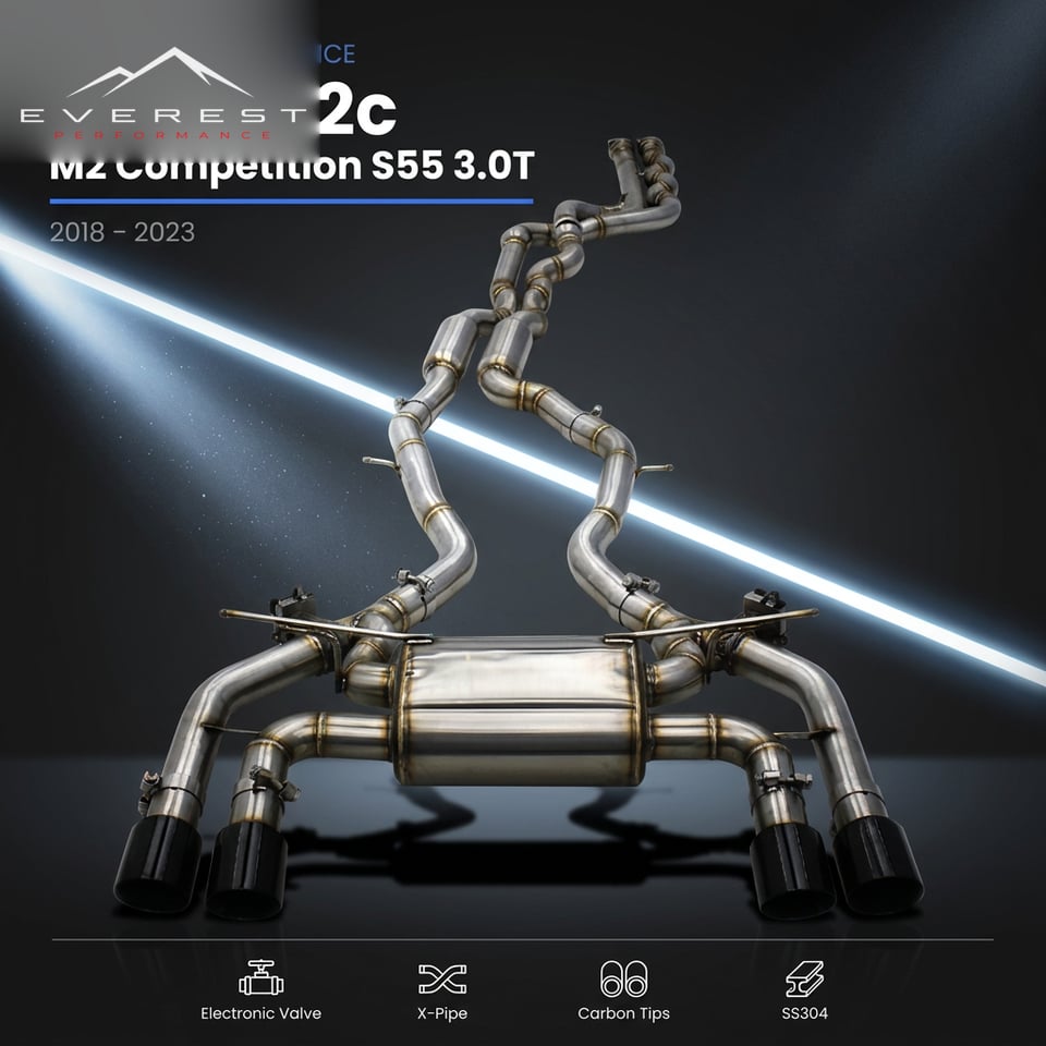 SS304 Exhaust Pipe System for BMW M2c M2 Competition S55 3.0T 2018-2023 Electronic Valves Catback Exhaust Four Outlet Nozzle
