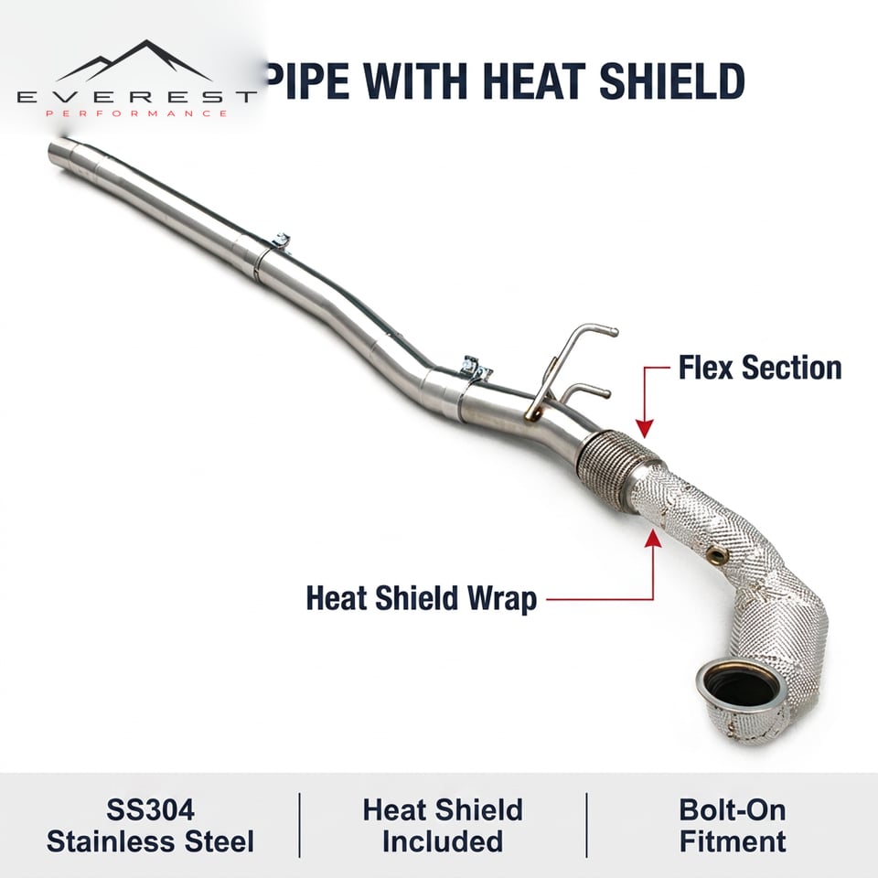 Stainless Steel Downpipe for VW Golf R MK7 MK7.5 2.0L Turbo 2014-2020 Catted Front Tube Exhaust Pipes