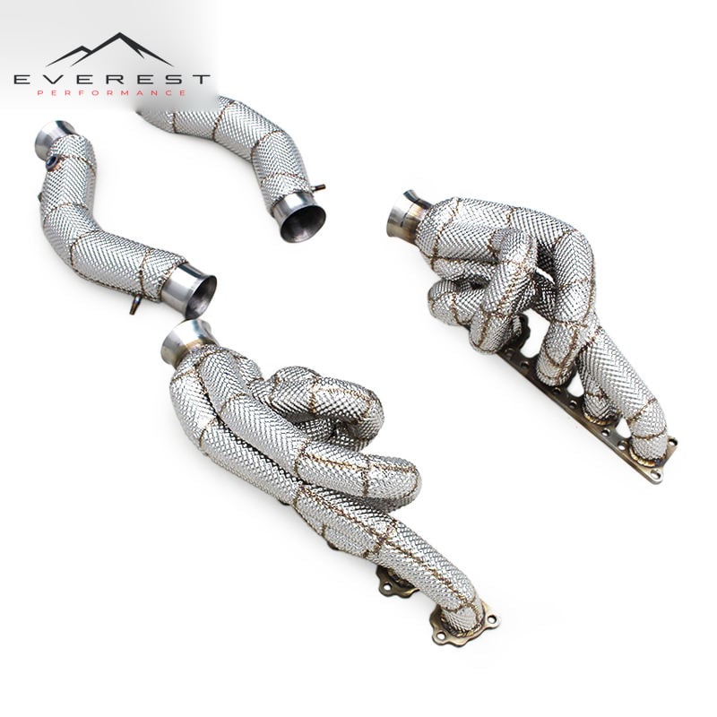 Racing SS304 Exhaust Manifold for Lamborghini Gallardo 5.0L 2004-2007 Straight Through Downpipes With Heat Shield 5 to 1Manifold