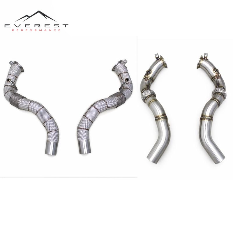 Free Flow Downpipe for BMW X5M/X6M F85/F86 4.4TT 2015-2019 Stainless Steel Heat Shield Exhaust Pipe