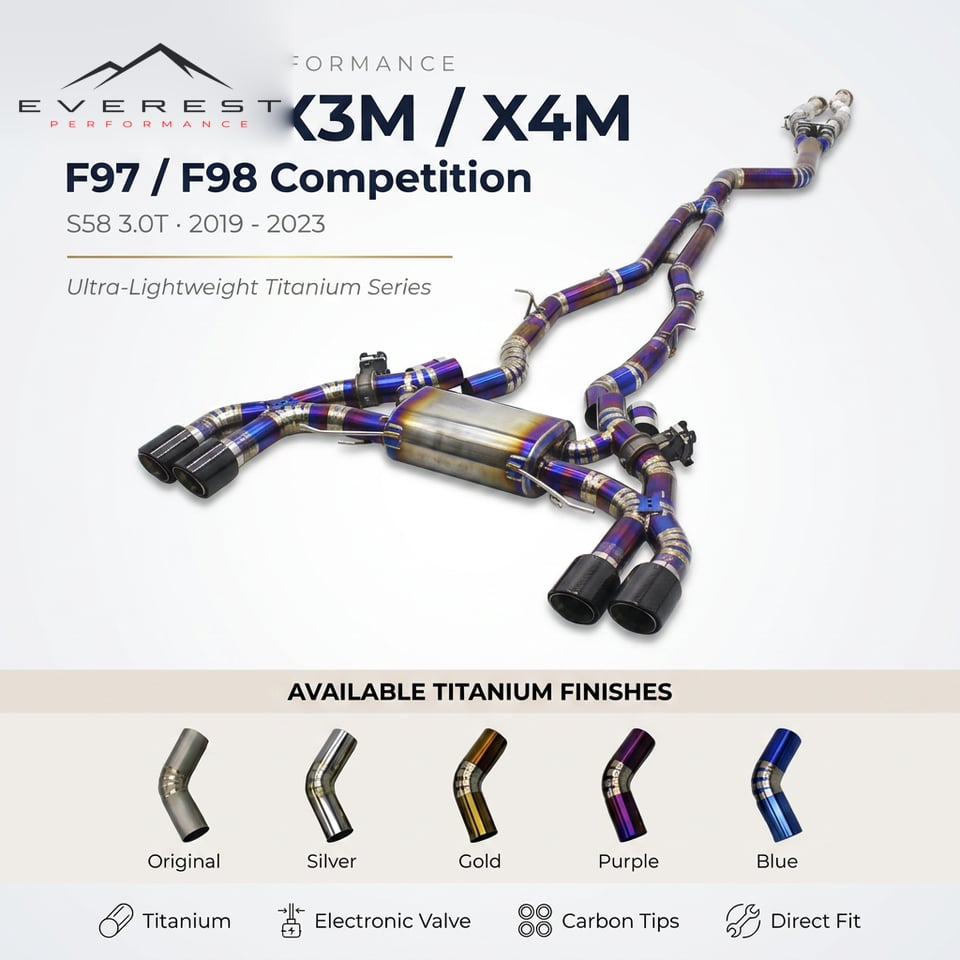 Titanium Exhaust Pipe System for BMW X3M/X4M F97/F98 Competition 3.0T 2019-2023 SS304 Downpipe Valvetronic Catback Exhaust