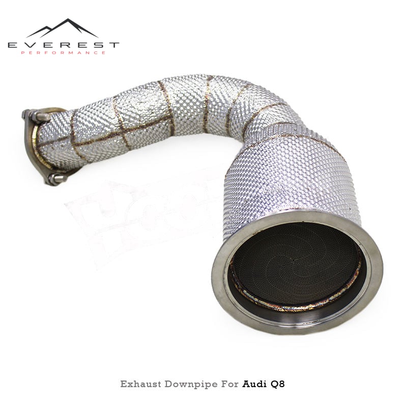 Stainless Steel Performance Catted Downpipe 200/300cell Exhaust Pipes for Audi Q8 2.0T 2019-2024 with Heat Shield