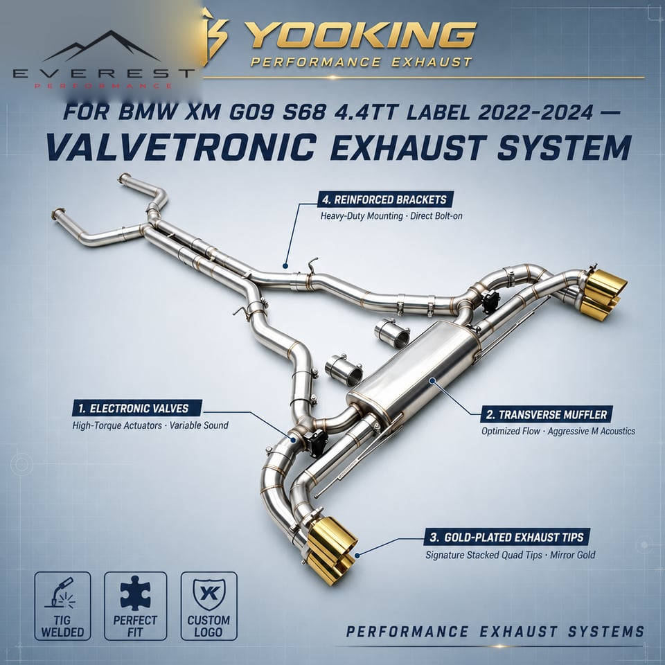 SS304L Exhaust Pipe System for BMW XM G09 S68 4.4TT Label 2022-2024 Electronic Valve Muffler SS304L Exhaust Pipe System