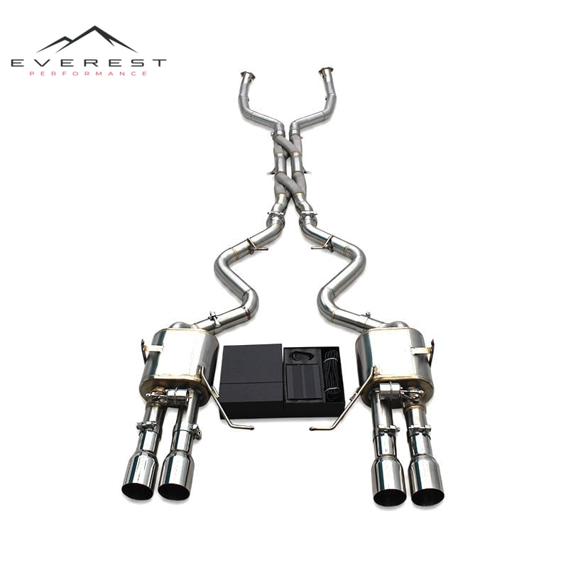 Vacuum Valve Exhaust Pipes for BMW M3 E90/E92/E93 4.0L 2008-2013 Dual Z Mid Pipes Muffler Catback Chrome Silver Tips