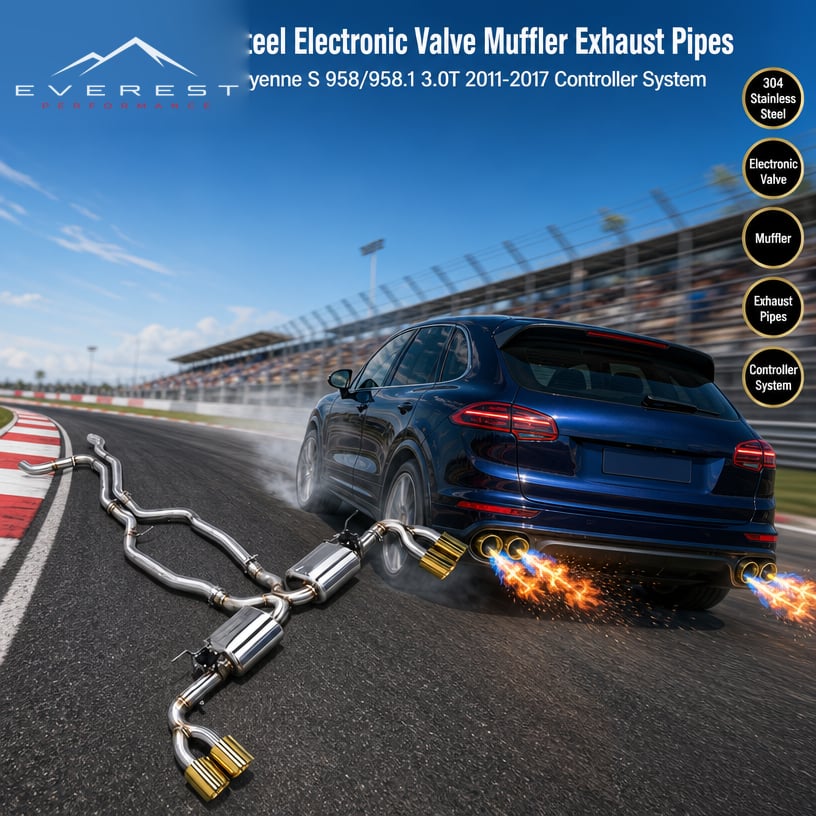 Stainless Steel Electronic Valve Muffler Exhaust Pipes for Porsche Cayenne S 958/958.1 3.0T 2011-2017 Controller System