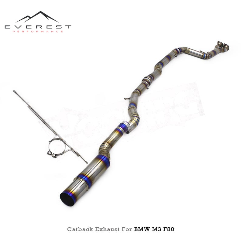Racing Titanium Single Exit Exhaust Pipes for BMW M3/M4 F80 F82 F83 S55 3.0T 2015-2019 Track Exhaust Catback With No Valve