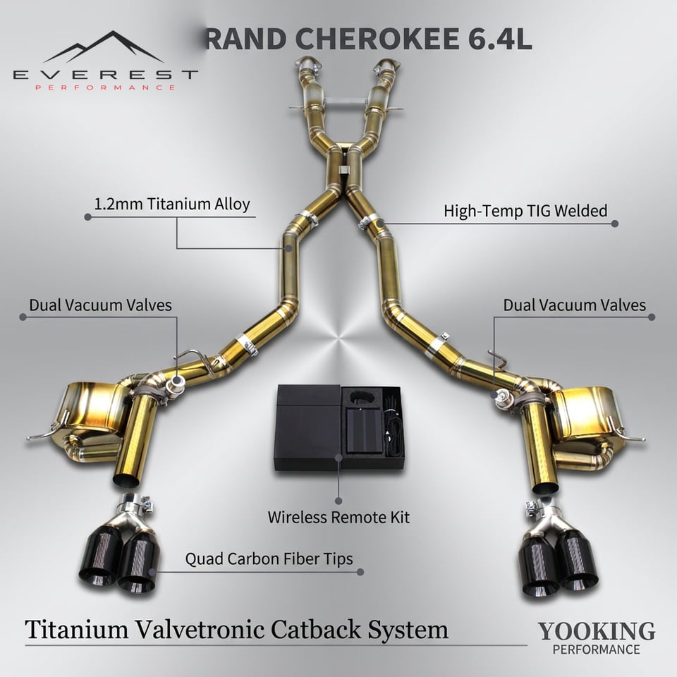 Titanium Vacuum Valve Exhaust for JEEP Grand Cherokee 6.4L 2011-2020 Lightweight Vacuum Valve Catback Exhaust