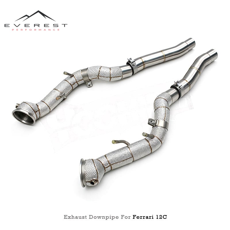 Direct-fit Heat Shield Straight Downpipe for Ferrari 12Cilindri F140 HD V12 6.5L 2024+ Race Link Pipe Free Flow SUS304 Test Pipe
