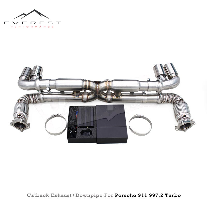 Stainless Steel Catback Exhaust for Porsche 911 997/997.2 Turbo 3.8T 2010-2013 Exhaust Pipe Downpipe with Catalyst 300 Cell