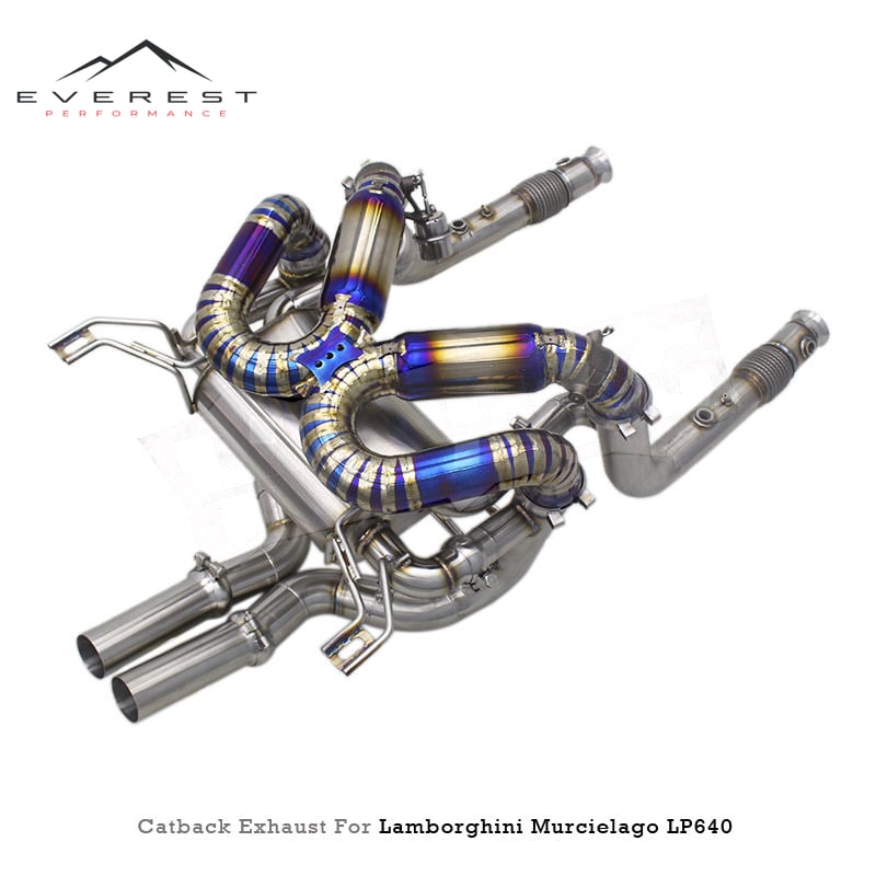 Racing Titanium Catback Exhaust Pipes System for Lamborghini Murcielago LP640 V12 6.2 2007-2010 Vacuum Valved Muffler Resonator