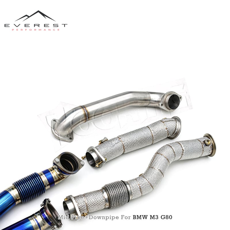 Titanium Equal-length with Z Pipe Midpipe Exhaust for BMW M2/M3/M4 G80/G82/G87 3.0T 2021-2026 SS304 Straight Downpipe