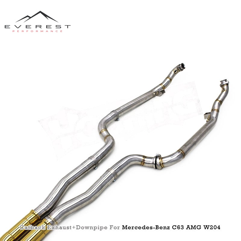 Racing SS304 Gold Plating Full Exhaust for Mercedes-Benz C63 AMG W204 6.2L 2011-2015 Downpipe Valvetronic Catback Exhaust Pipes