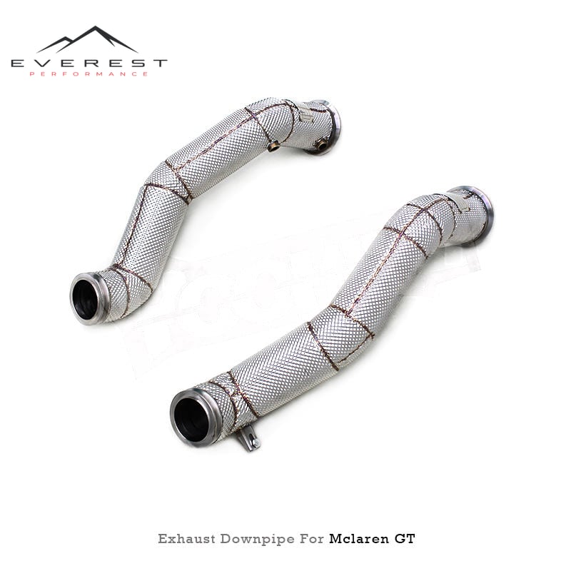 Custom Engine Header Straight Downpipe for Mclaren GT 4.0T 2019-2023 Stainless Steel Free Flow Pipes Heat Shield Exhaust Muffler