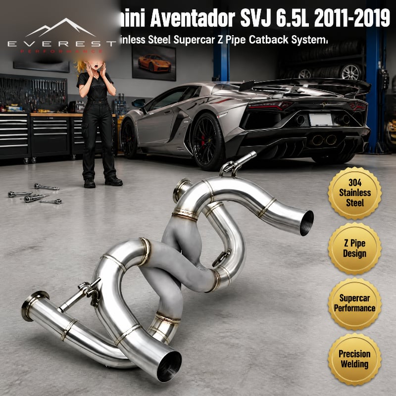 Performance Stainless Steel Supercar Catback with Z Pipe Exhaust System for Lamborghini Aventador SVJ 6.5L 2011-2019