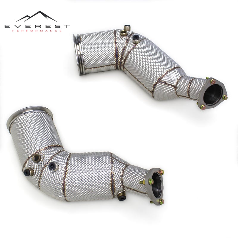 SS304 Exhaust Downpipe for Audi S8 D5 4.0T 2020-2024 With Heat Shield Free Flow Pipe Exhaust System