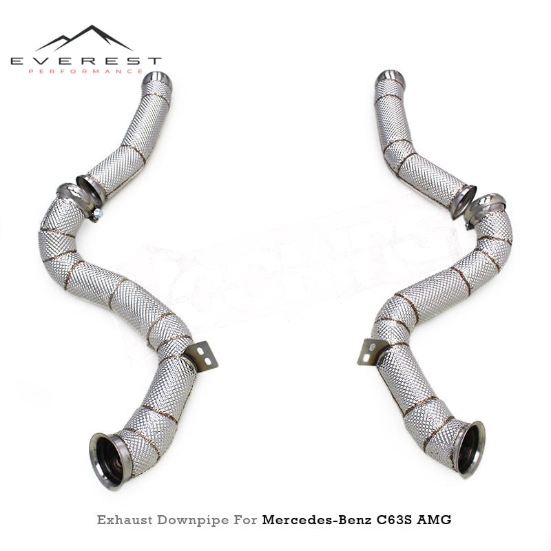 Straight Through Downpipes Exhaust for Mercedes-Benz C63/C63S AMG W205 4.0T 2015-2020 With Heat Shield Flange Interface