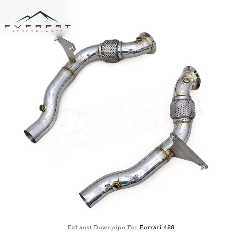 Custom Header Downpipe for Ferrari 488 GTB/Spider/Pista 3.9T V8 2015-2019 SUS304 Straight-through Pipes Exhaust Free Flow System